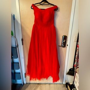 Fire red organza ball gown